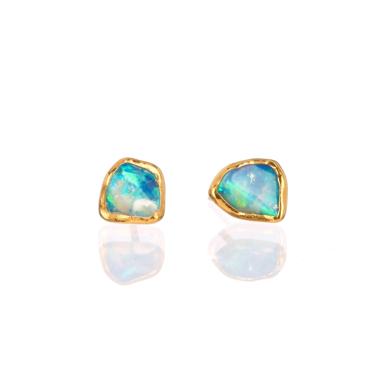 Dainty Raw Australian Opal Stud Earrings Gemstone Jewelry