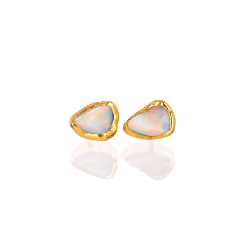 Dainty Raw Australian Opal Stud Earrings Gemstone Jewelry
