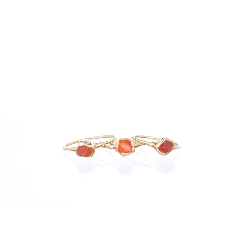 Dainty Raw Carnelian Ring Gemstone Jewelry Rough Crystal