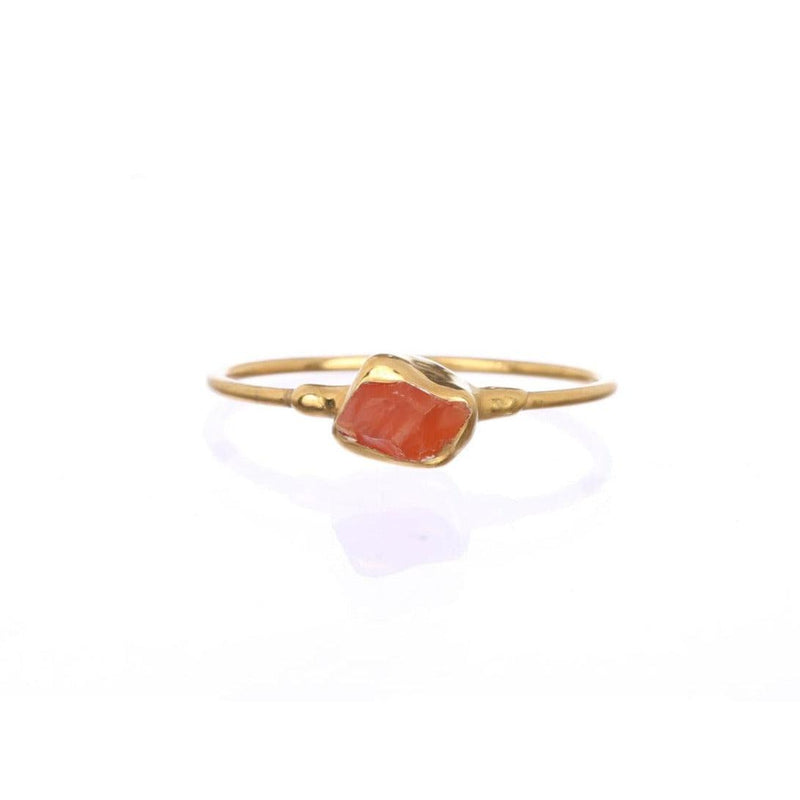 Dainty Raw Carnelian Ring Gemstone Jewelry Rough Crystal
