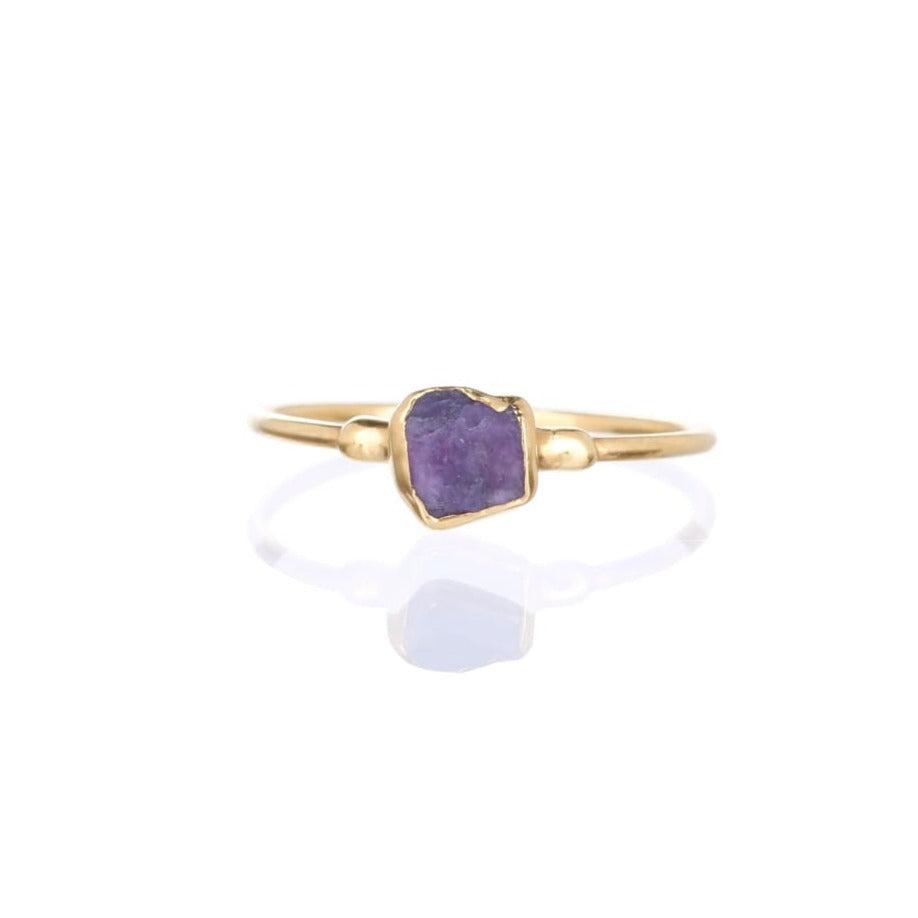 Dainty Raw Charoite Ring Gemstone Jewelry Rough Crystal