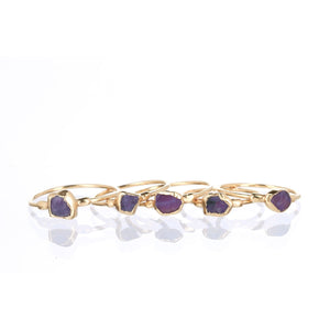 Dainty Raw Charoite Ring Gemstone Jewelry Rough Crystal