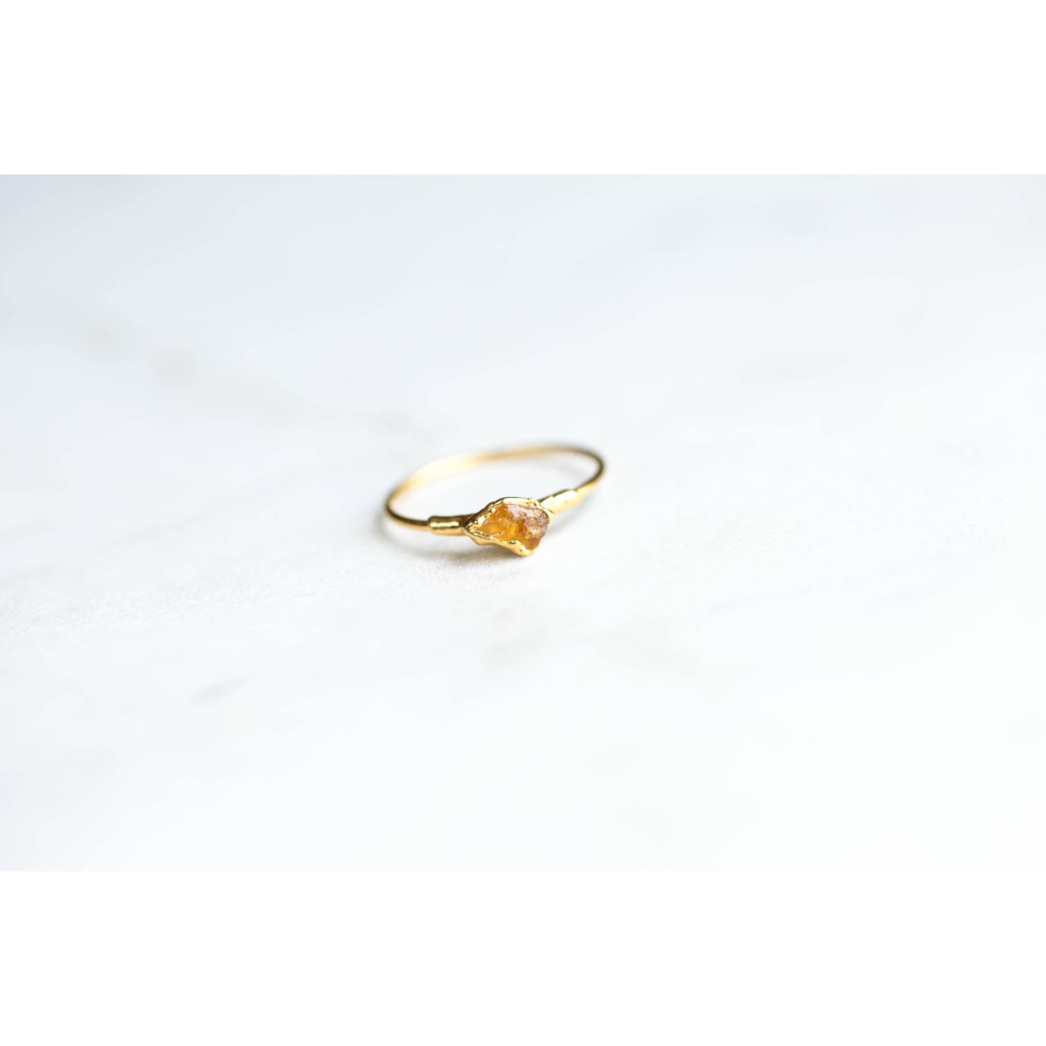 Dainty Raw Citrine Ring in Rose Gold Gemstone Jewelry Rough