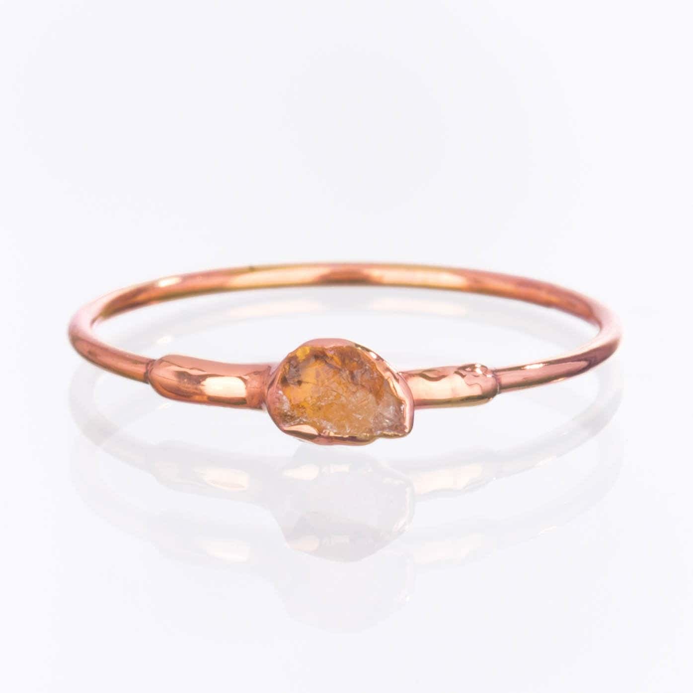 Dainty Raw Citrine Ring in Yellow Gold Gemstone Jewelry