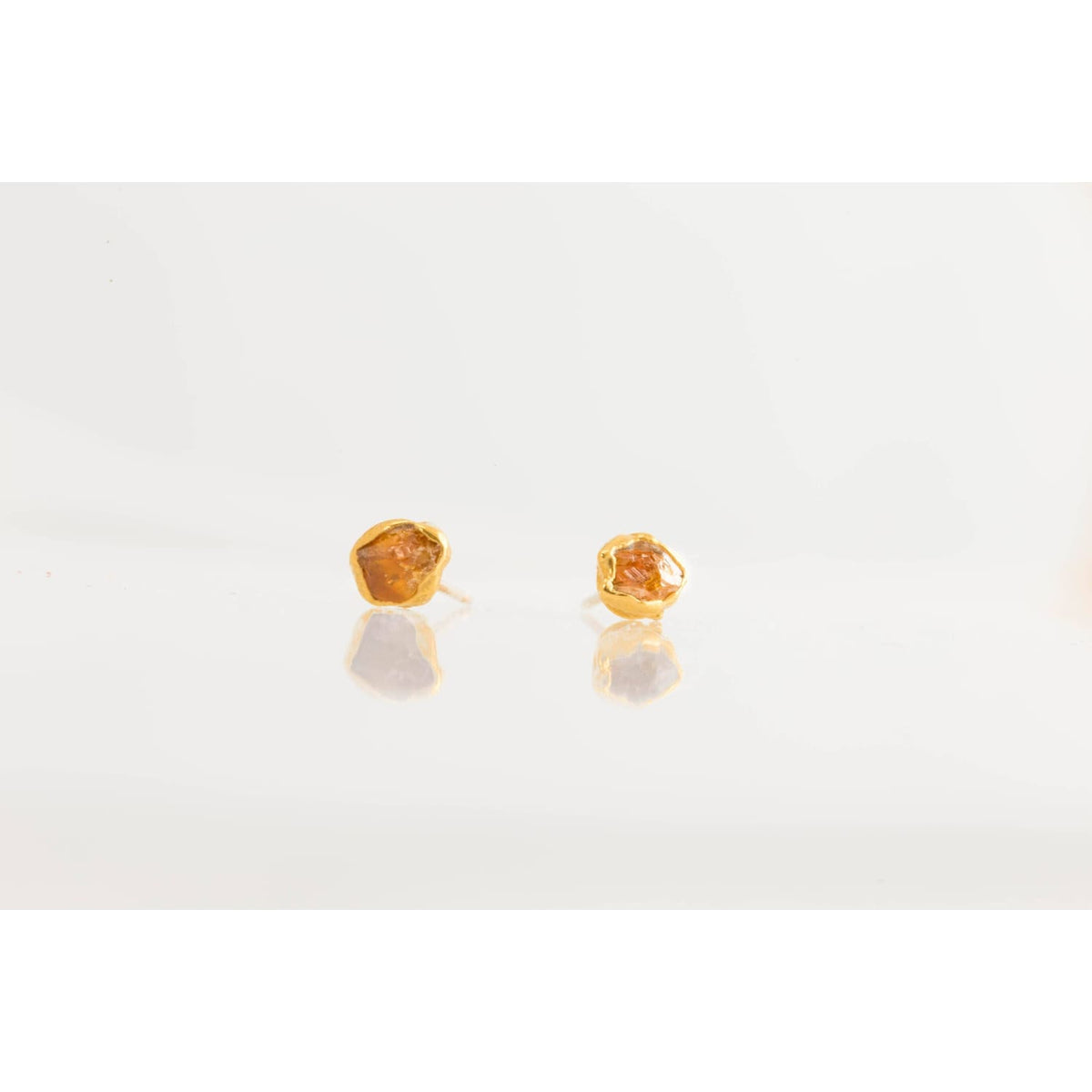 Dainty Raw Citrine Stud Earrings Gemstone Jewelry Rough