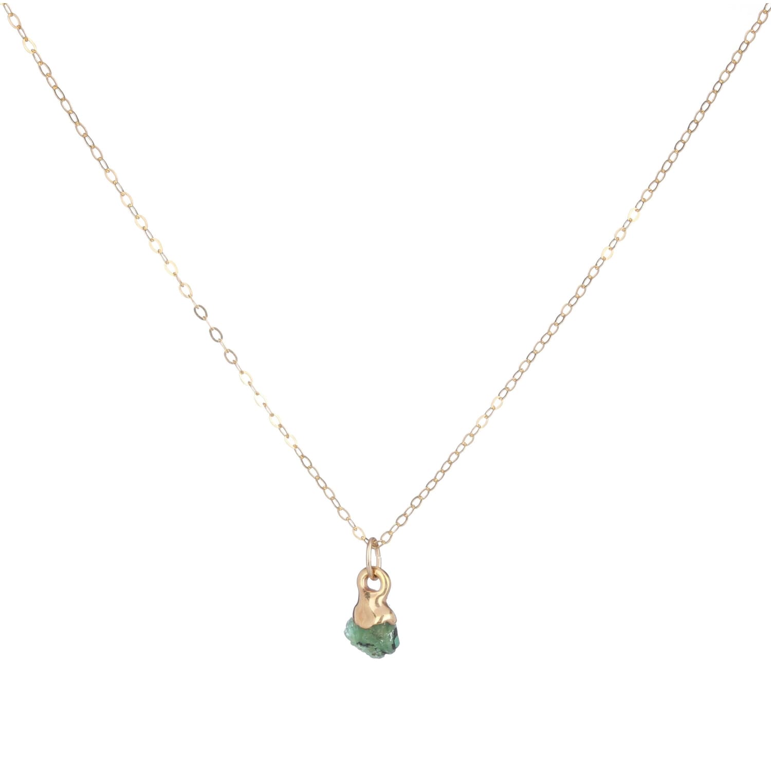 Dainty Raw Emerald Necklace Gemstone Jewelry Rough Crystal