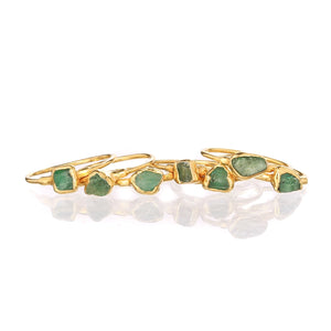 Dainty Raw Emerald Ring Gemstone Jewelry Rough Crystal Stone