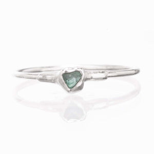 Dainty Raw Emerald Ring in Sterling Silver Gemstone Jewelry