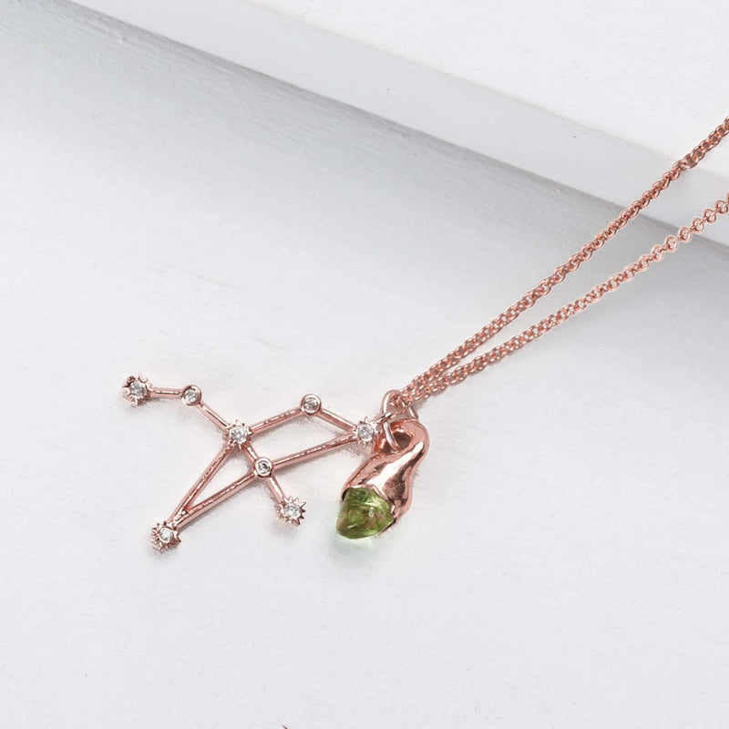 Dainty Raw Gemstone Zodiac Constellation Necklace Custom