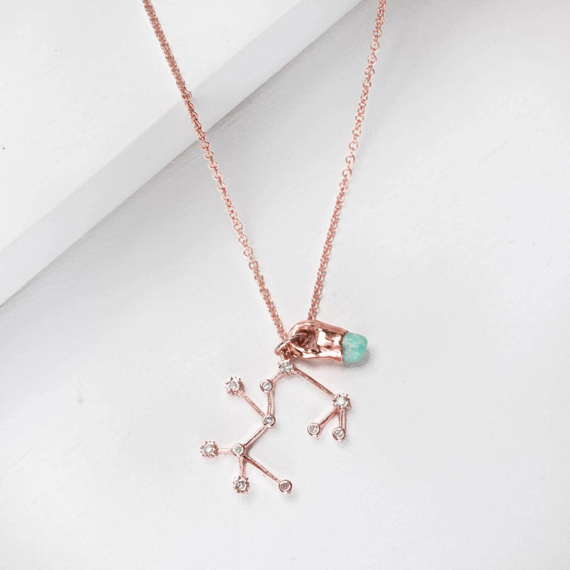 Dainty Raw Gemstone Zodiac Constellation Necklace Custom
