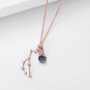 Dainty Raw Gemstone Zodiac Constellation Necklace Custom
