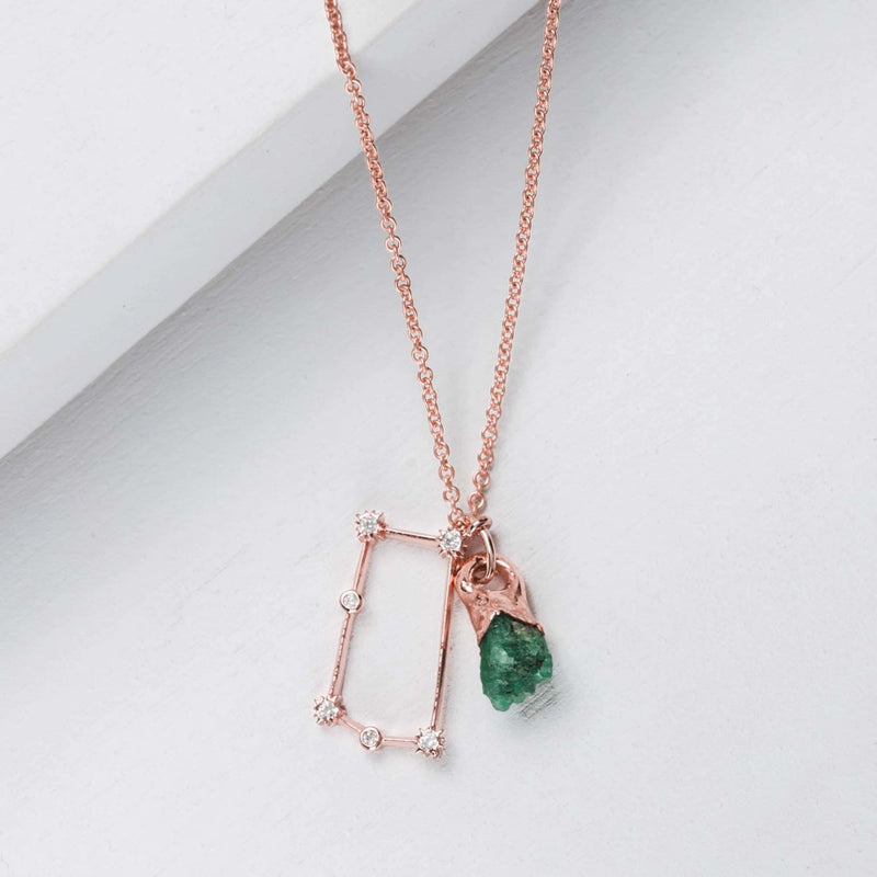 Dainty Raw Gemstone Zodiac Constellation Necklace Custom