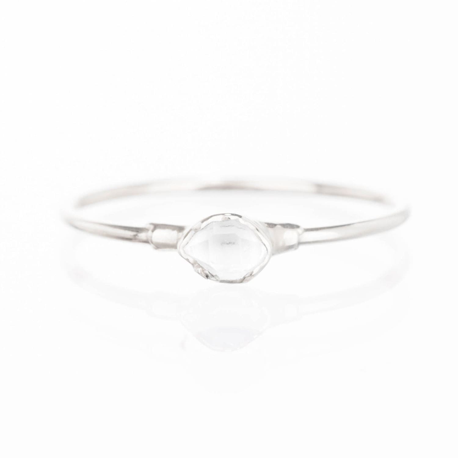 Dainty Raw Herkimer Diamond Ring in Sterling Silver Gemstone