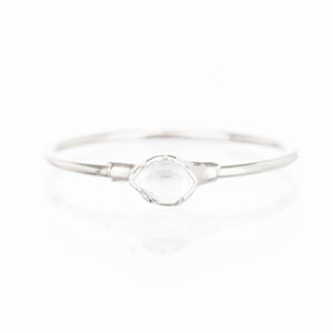 Dainty Raw Herkimer Diamond Ring in Sterling Silver Gemstone