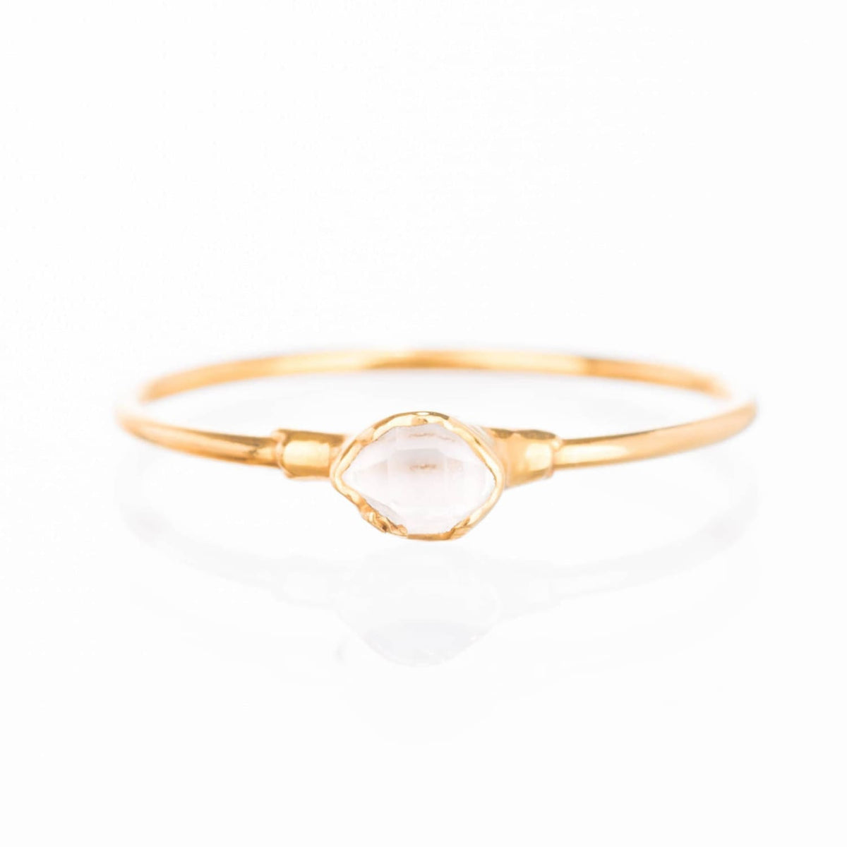 Dainty Raw Herkimer Diamond Ring in Yellow Gold Gemstone