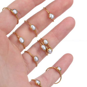 Dainty Raw Pearl Ring Gemstone Jewelry Rough Crystal Stone
