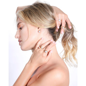 Dainty Raw Pearl Stud Earring Gemstone Jewelry Rough Crystal