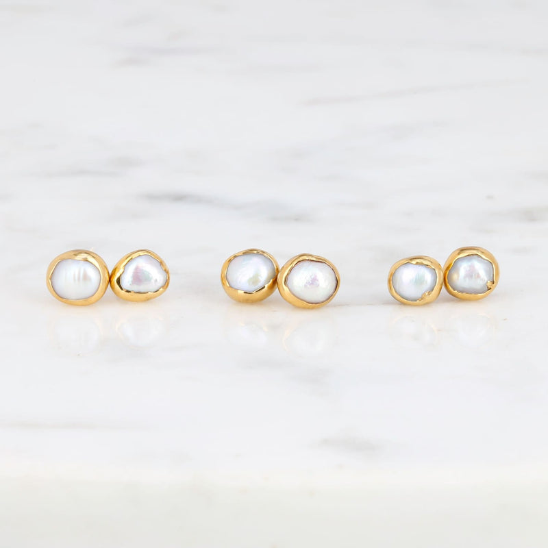 Dainty Raw Pearl Stud Earring Gemstone Jewelry Rough Crystal