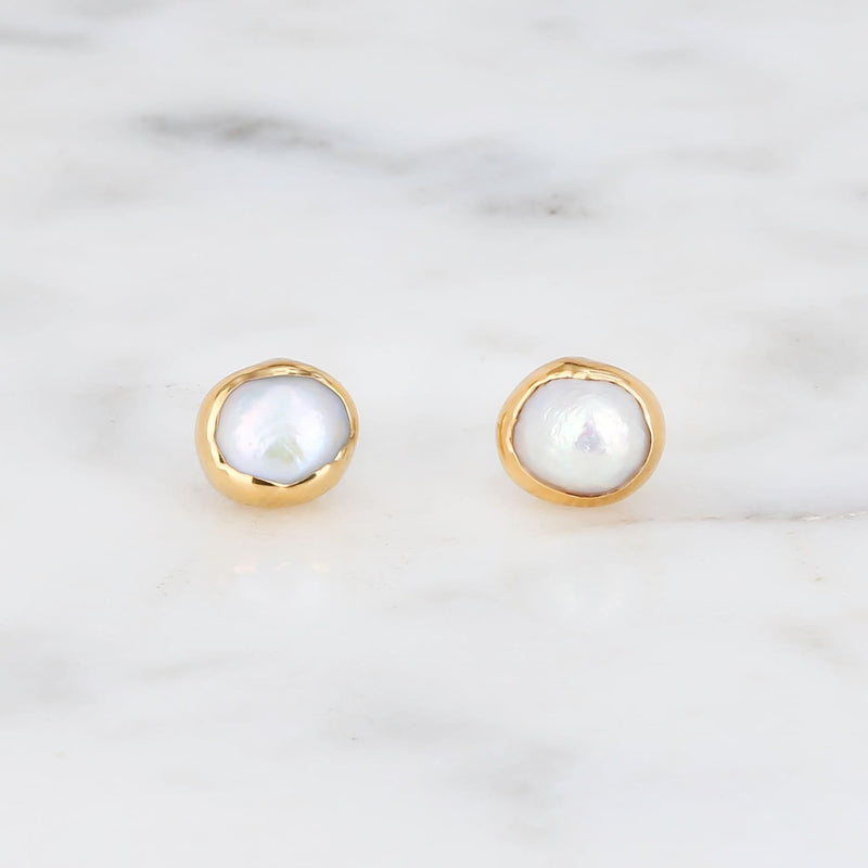 Dainty Raw Pearl Stud Earring Gemstone Jewelry Rough Crystal