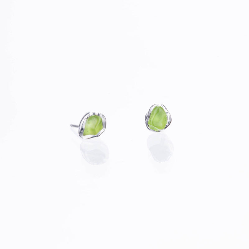 Dainty Raw Peridot Stud Earrings Gemstone Jewelry Rough