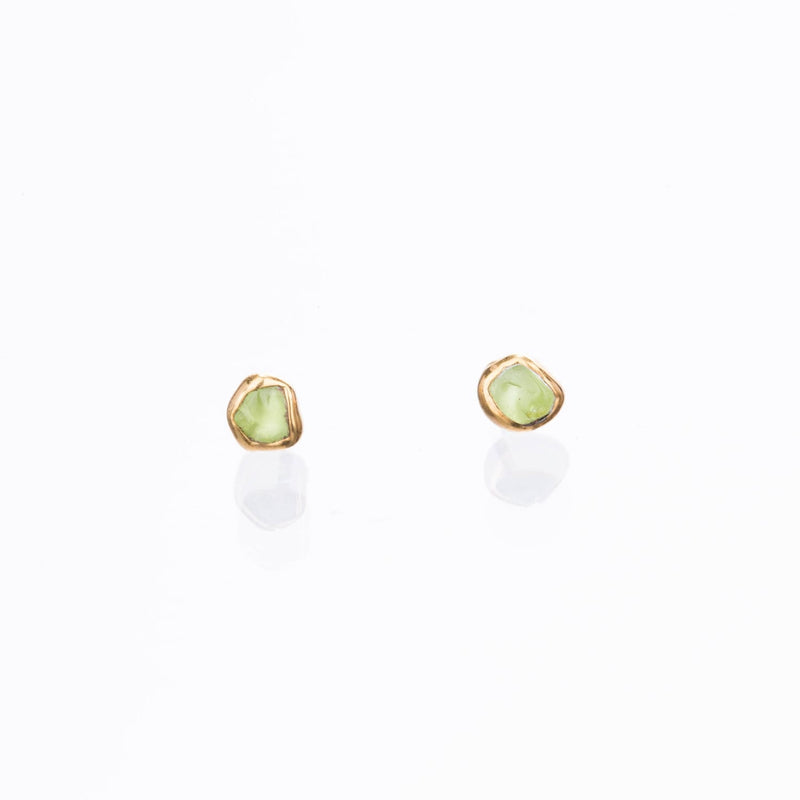 Dainty Raw Peridot Stud Earrings Gemstone Jewelry Rough
