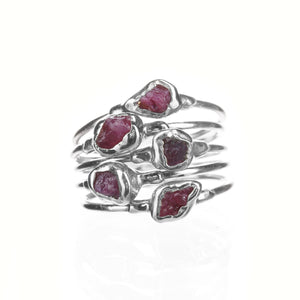 Dainty Raw Ruby Ring in Sterling Silver Gemstone Jewelry