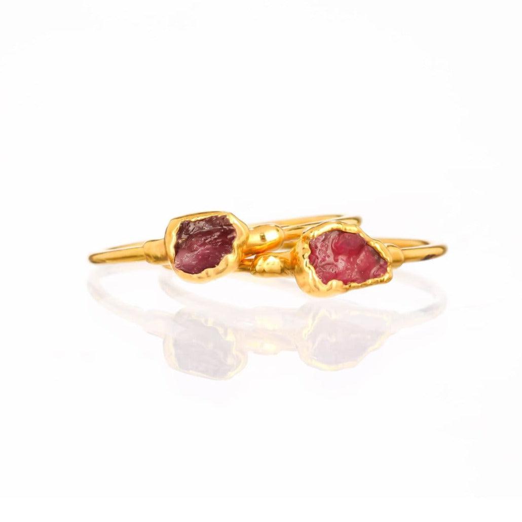 Dainty Raw Ruby Ring in Yellow Gold Gemstone Jewelry Rough