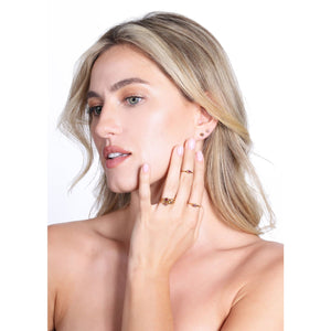 Dainty Raw Ruby Stud Earrings in Rose Gold Gemstone Jewelry