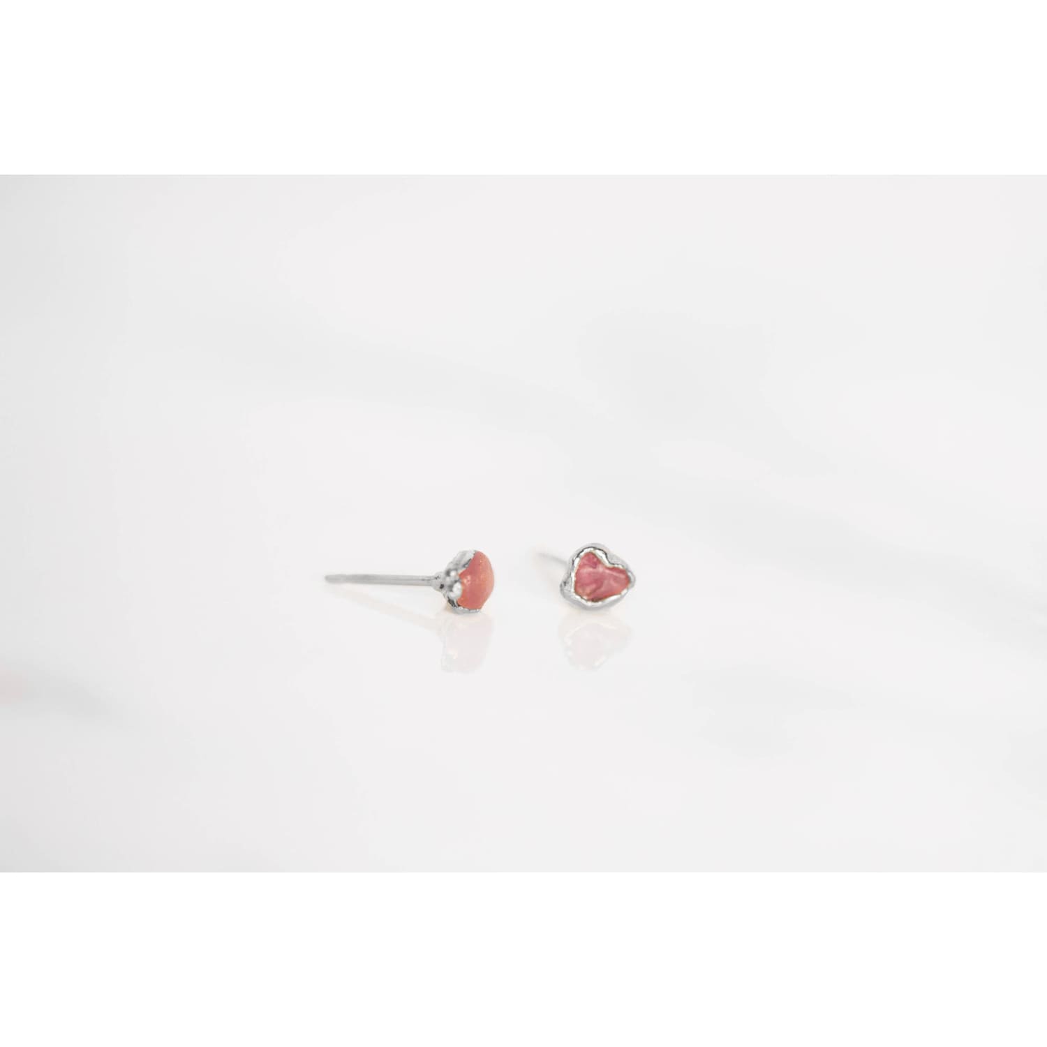Dainty Raw Ruby Stud Earrings in Sterling Silver Gemstone