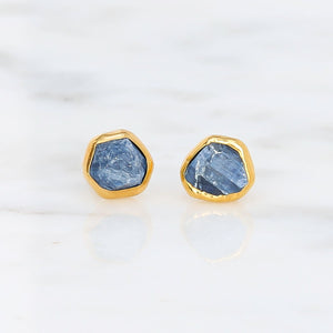 Dainty Raw Sapphire Earrings Gemstone Jewelry Rough Crystal