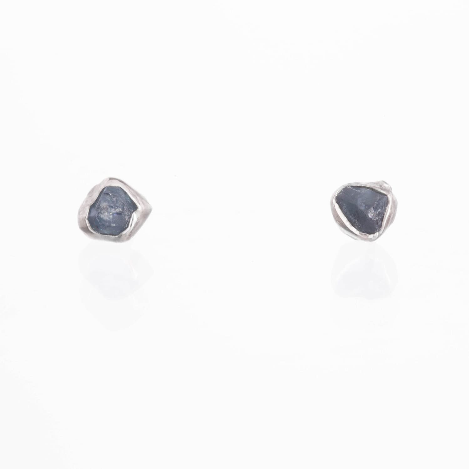 Dainty Raw Sapphire Earrings in Silver Gemstone Jewelry