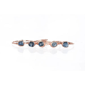Dainty Raw Sapphire Ring in Rose Gold Gemstone Jewelry Rough