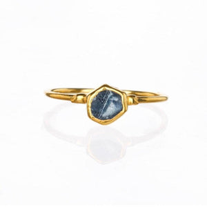 Dainty Raw Sapphire Ring in Yellow Gold Gemstone Jewelry