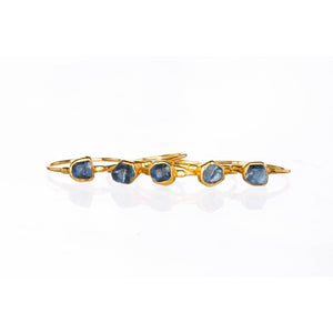 Dainty Raw Sapphire Ring in Yellow Gold Gemstone Jewelry