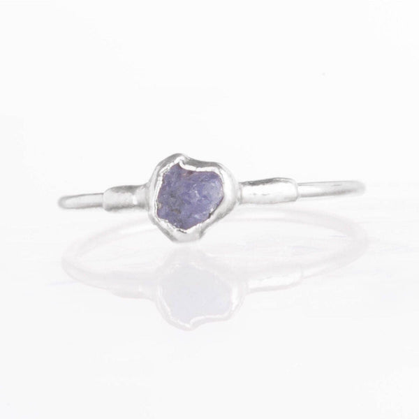 Dainty Raw Tanzanite Ring in Sterling Silver Gemstone