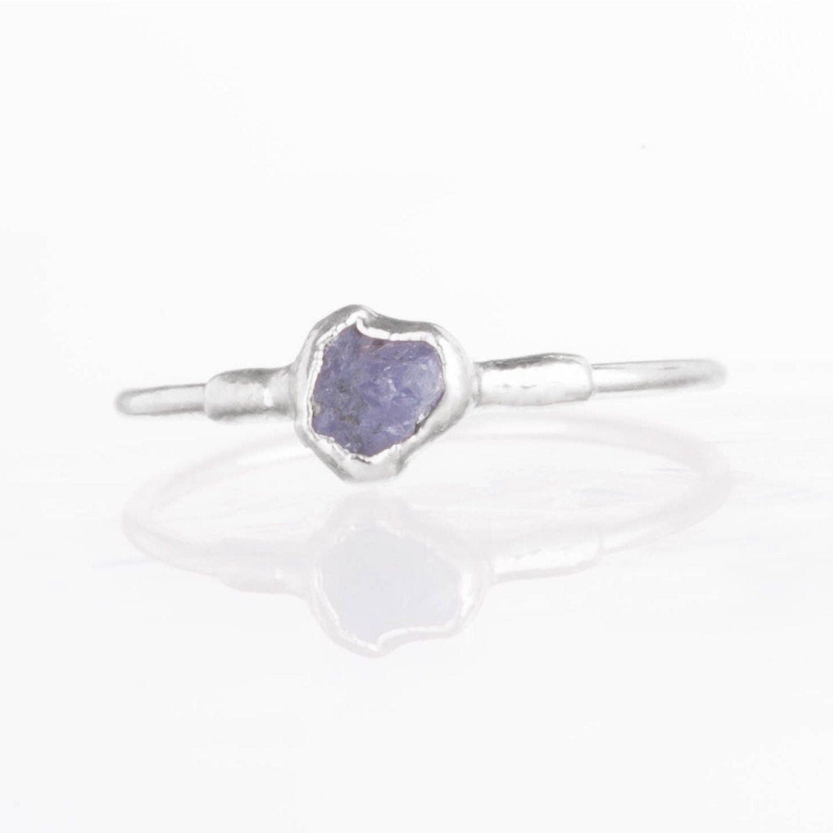 Dainty Raw Tanzanite Ring in Sterling Silver Gemstone