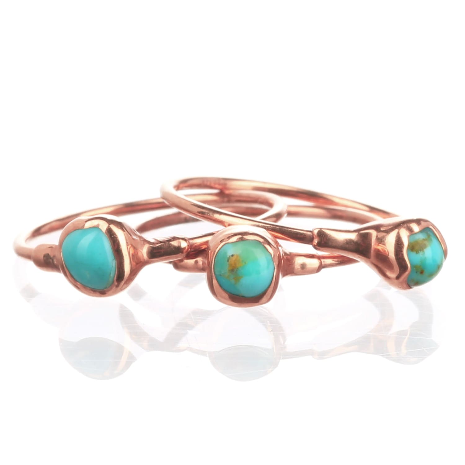 Dainty Raw Turquoise Ring in Rose Gold Gemstone Jewelry