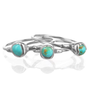 Dainty Raw Turquoise Ring in Sterling Silver Gemstone
