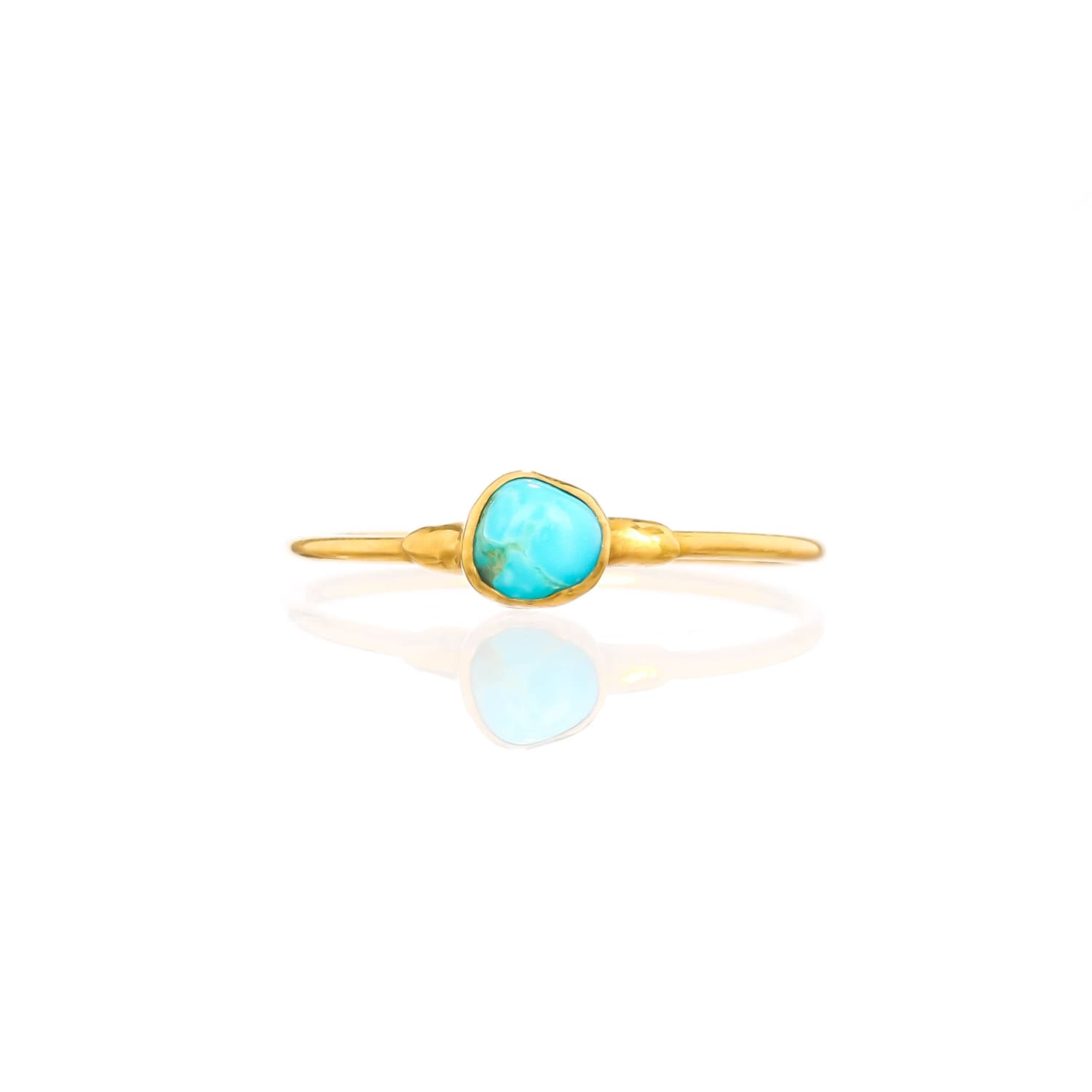 Dainty Raw Turquoise Ring in Yellow Gold Gemstone Jewelry