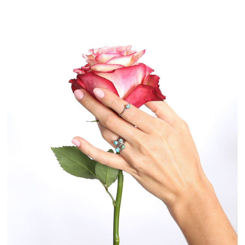 Dainty Raw Turquoise Ring in Yellow Gold Gemstone Jewelry