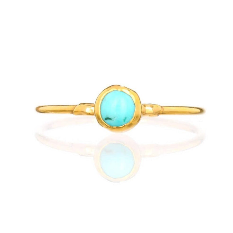 Dainty Raw Turquoise Ring in Yellow Gold Gemstone Jewelry