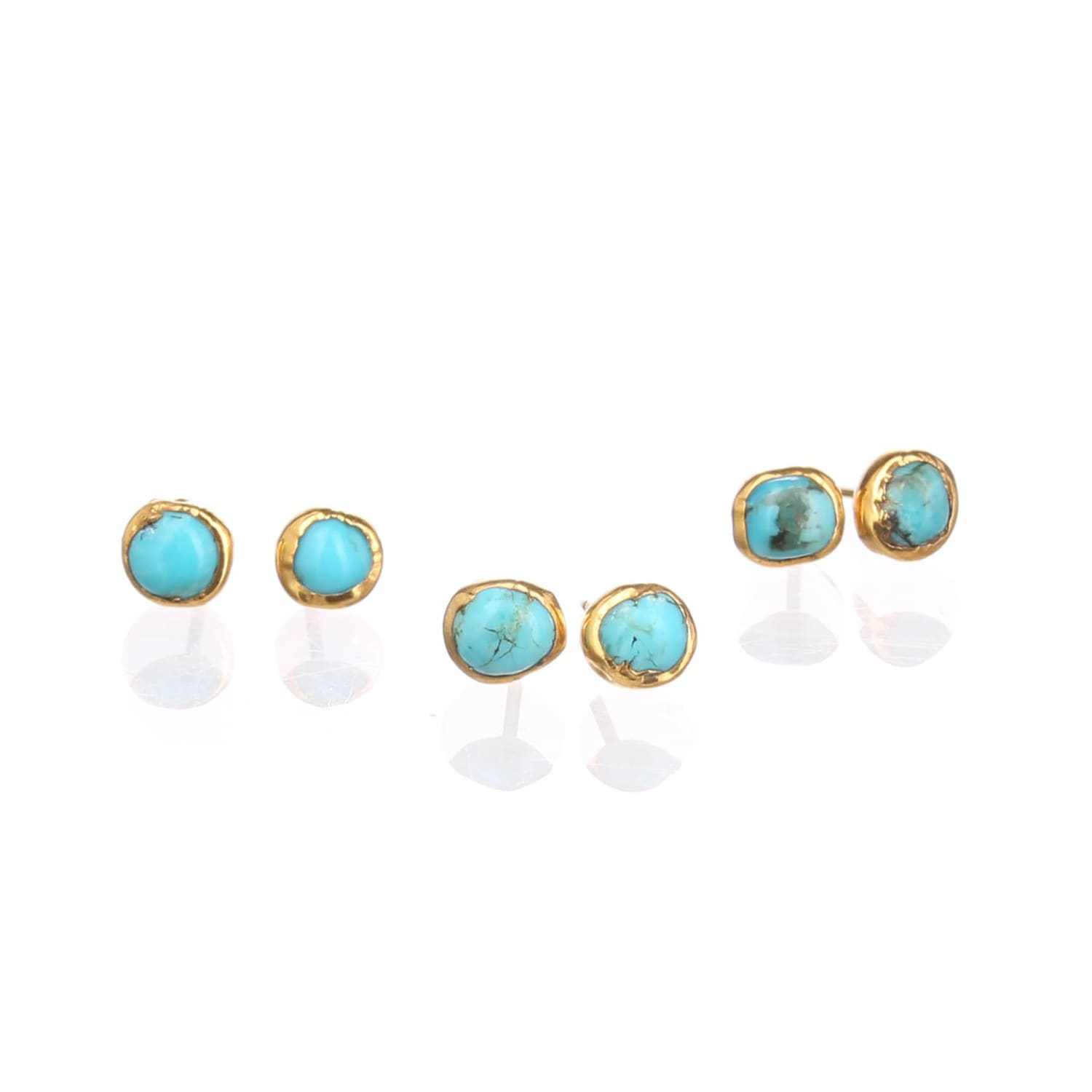 Dainty Raw Turquoise Stud Earrings Gemstone Jewelry Rough