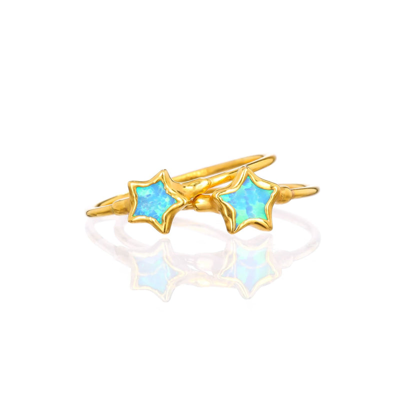 Dainty Star Kyocera Opal Ring Raw Gemstone Jewelry Rough