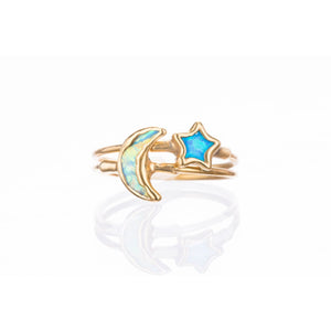 Dainty Star Kyocera Opal Ring Raw Gemstone Jewelry Rough