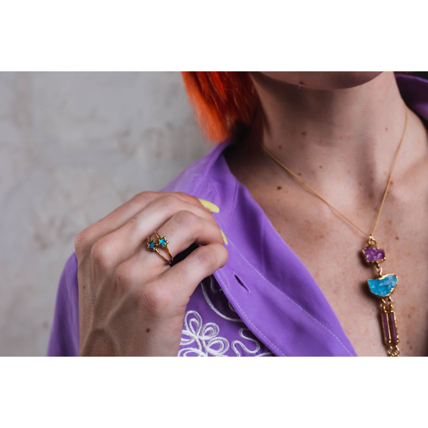 Dainty Star Kyocera Opal Ring Raw Gemstone Jewelry Rough