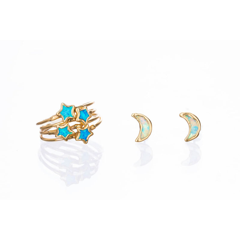Dainty Star Kyocera Opal Ring Raw Gemstone Jewelry Rough