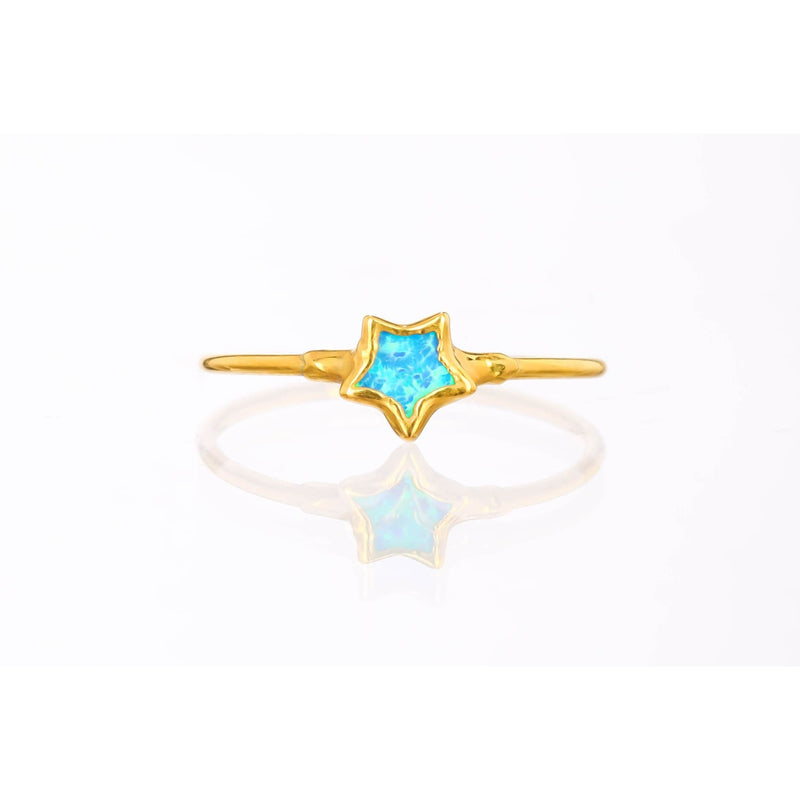 Dainty Star Kyocera Opal Ring Raw Gemstone Jewelry Rough