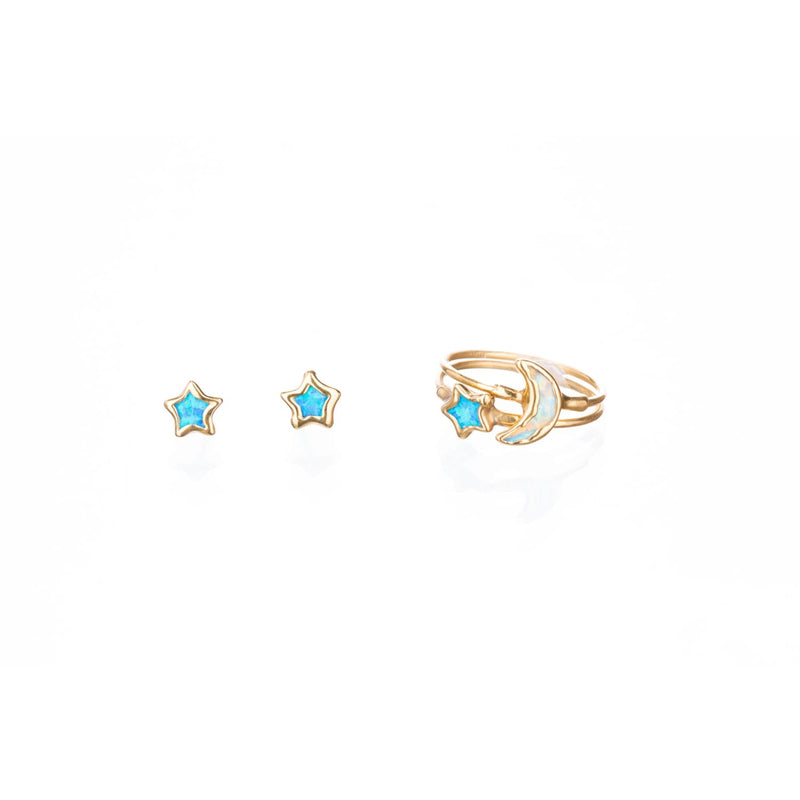Dainty Star Kyocera Opal Ring Raw Gemstone Jewelry Rough