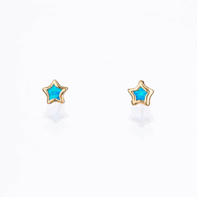 Dainty Star Kyocera Opal Stud Earrings Raw Gemstone Jewelry