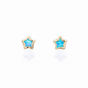Dainty Star Kyocera Opal Stud Earrings Raw Gemstone Jewelry